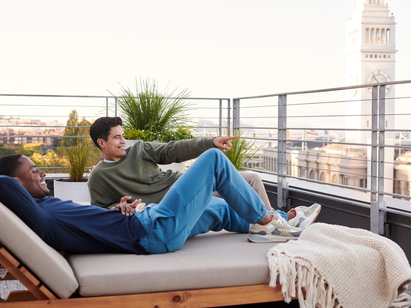lounging on terrace