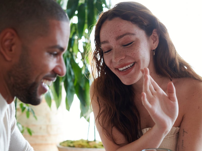Bride and groom share a moment together