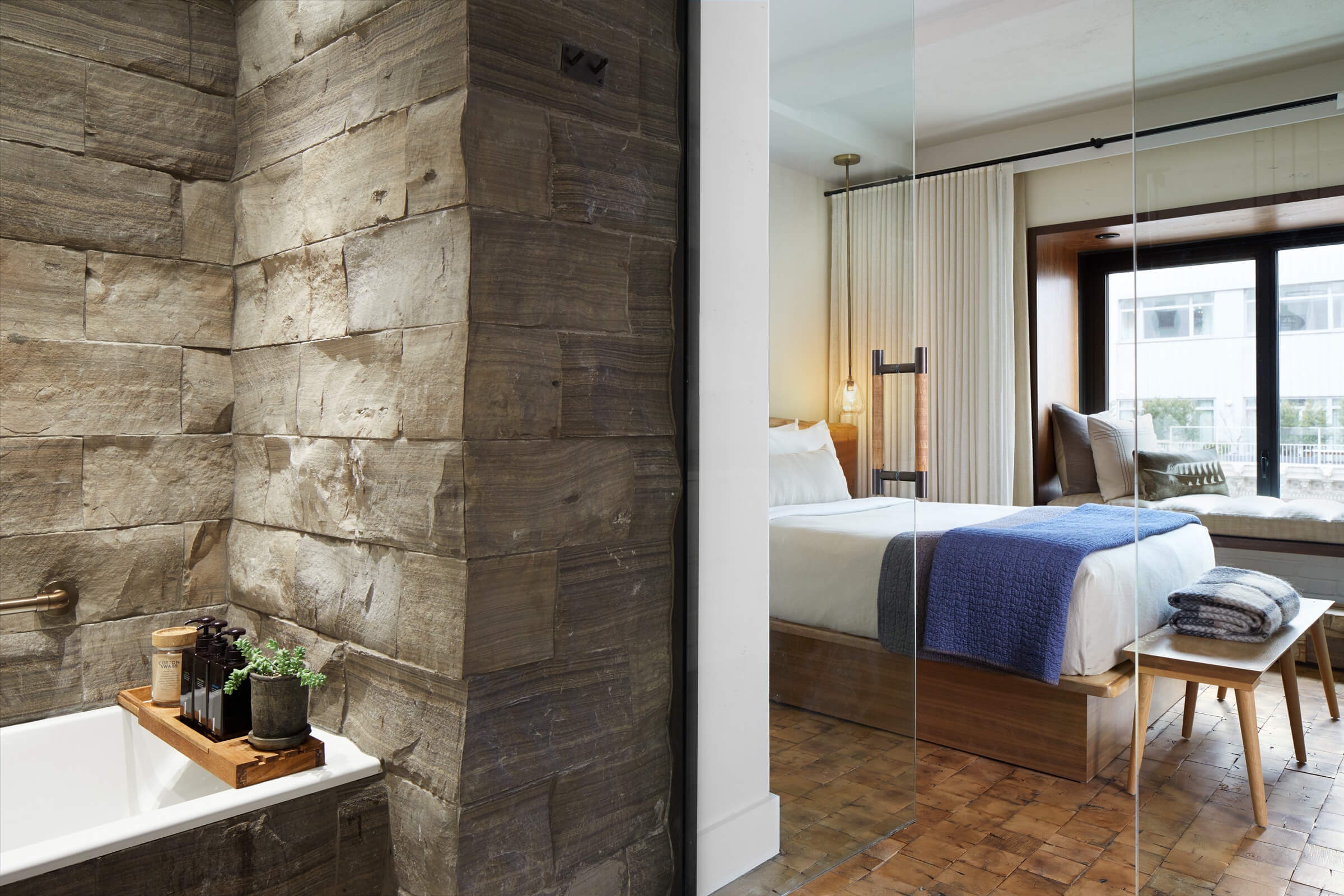 Guest bathroom in the Greenhouse Suite at 1 Hotel Central Park