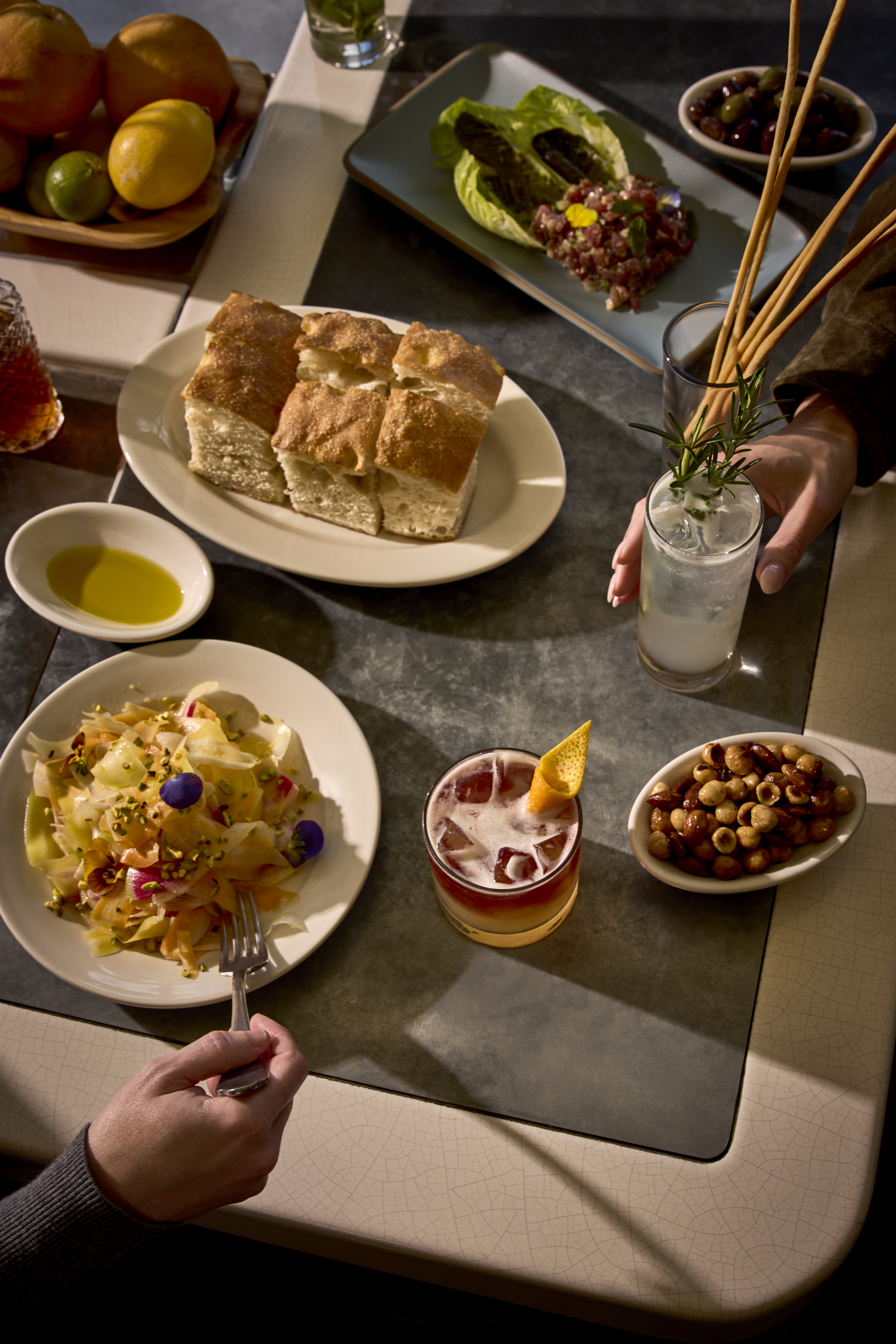 Food spread at Barbuto Brooklyn