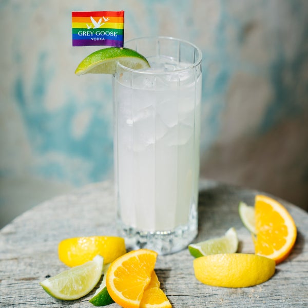 a drink with a rainbow flag