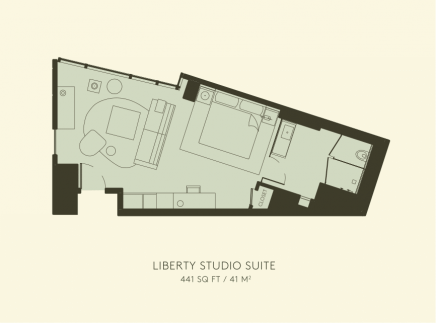 Plantegning af Liberty Studio Suite