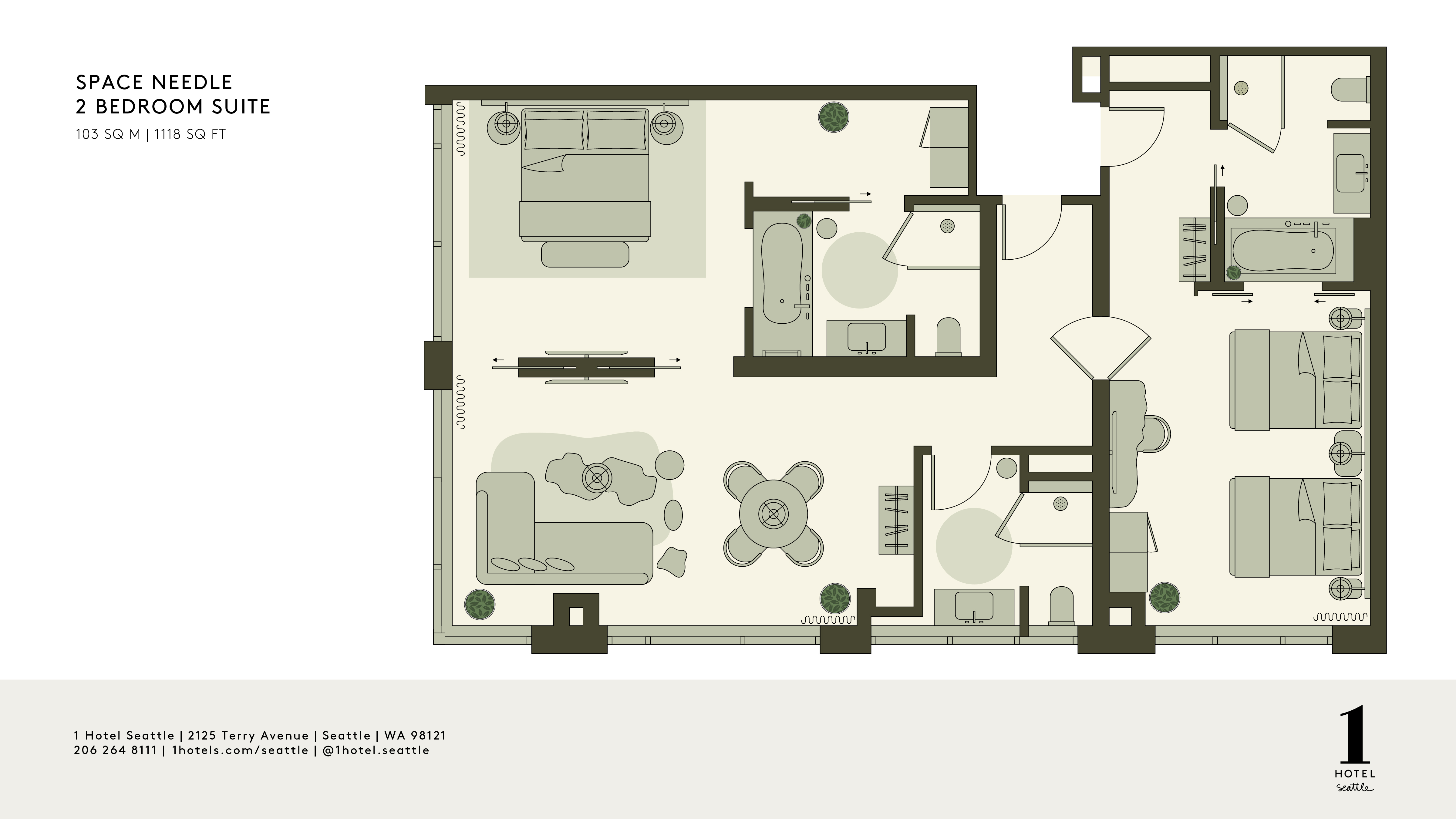 Space Needle 2 Bedroom Suite間取り図