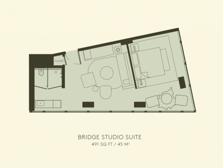 Floor plan for the Bridge Studio Suite
