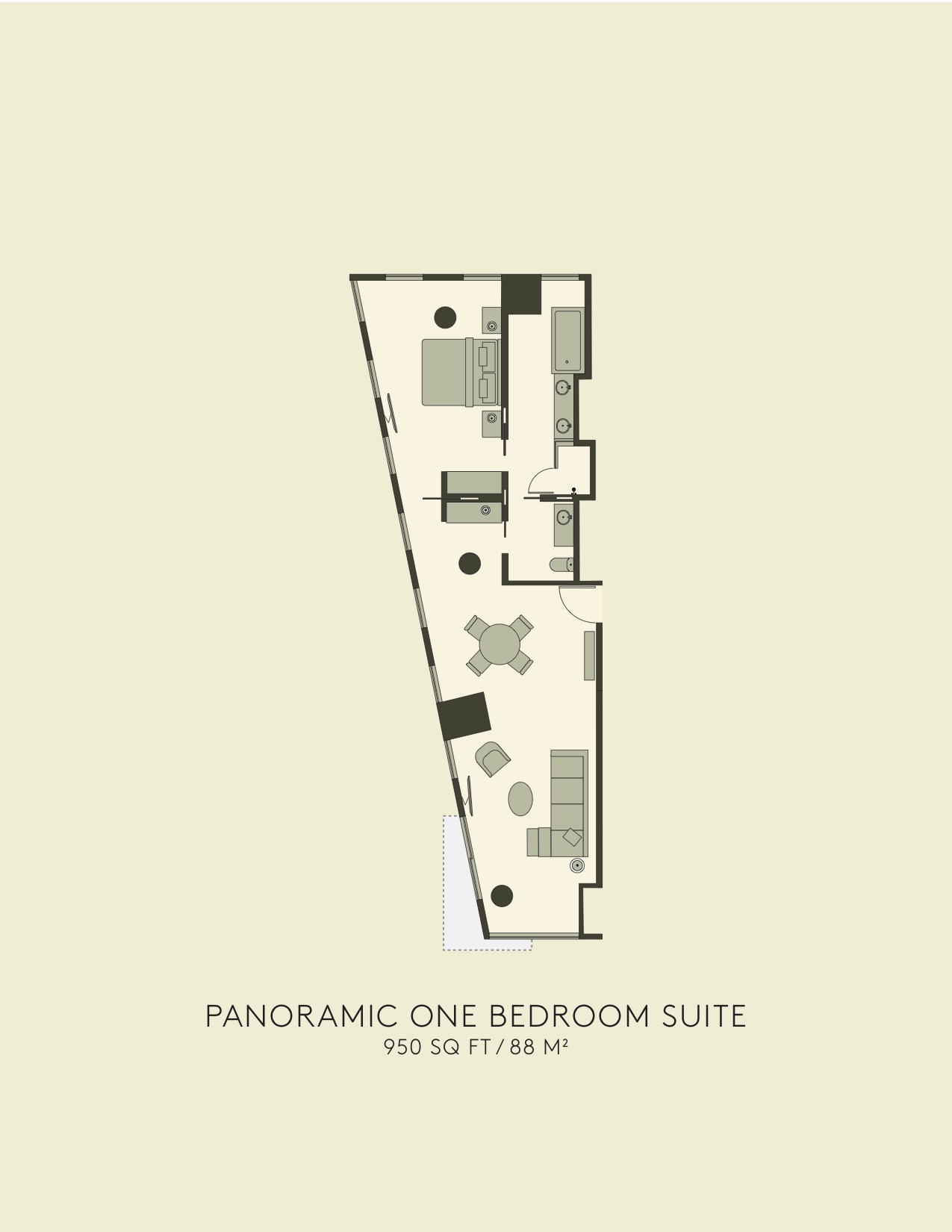 Planta baixa de uma panoramic one bedroom suite