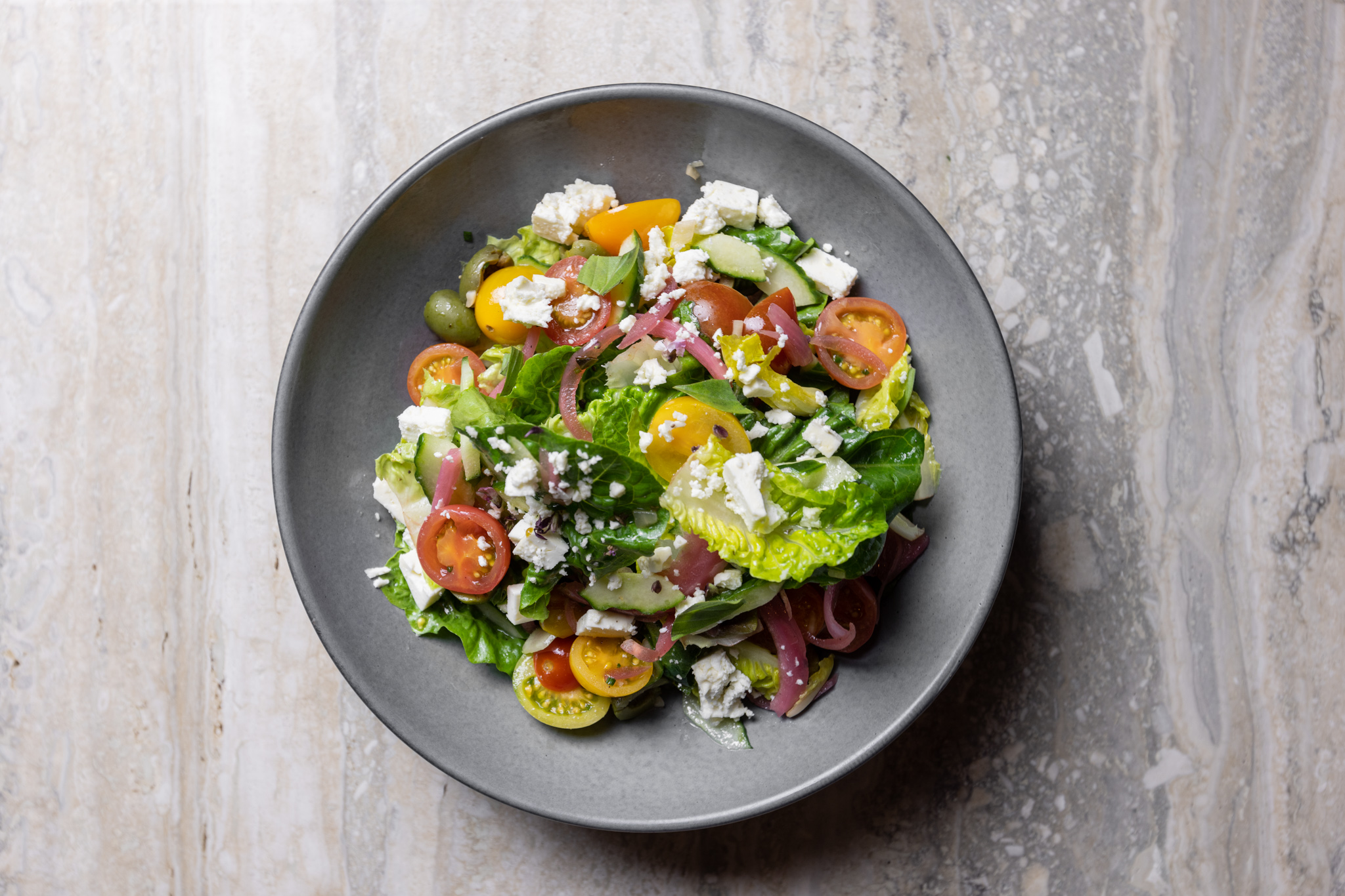 A salad with feta cheese