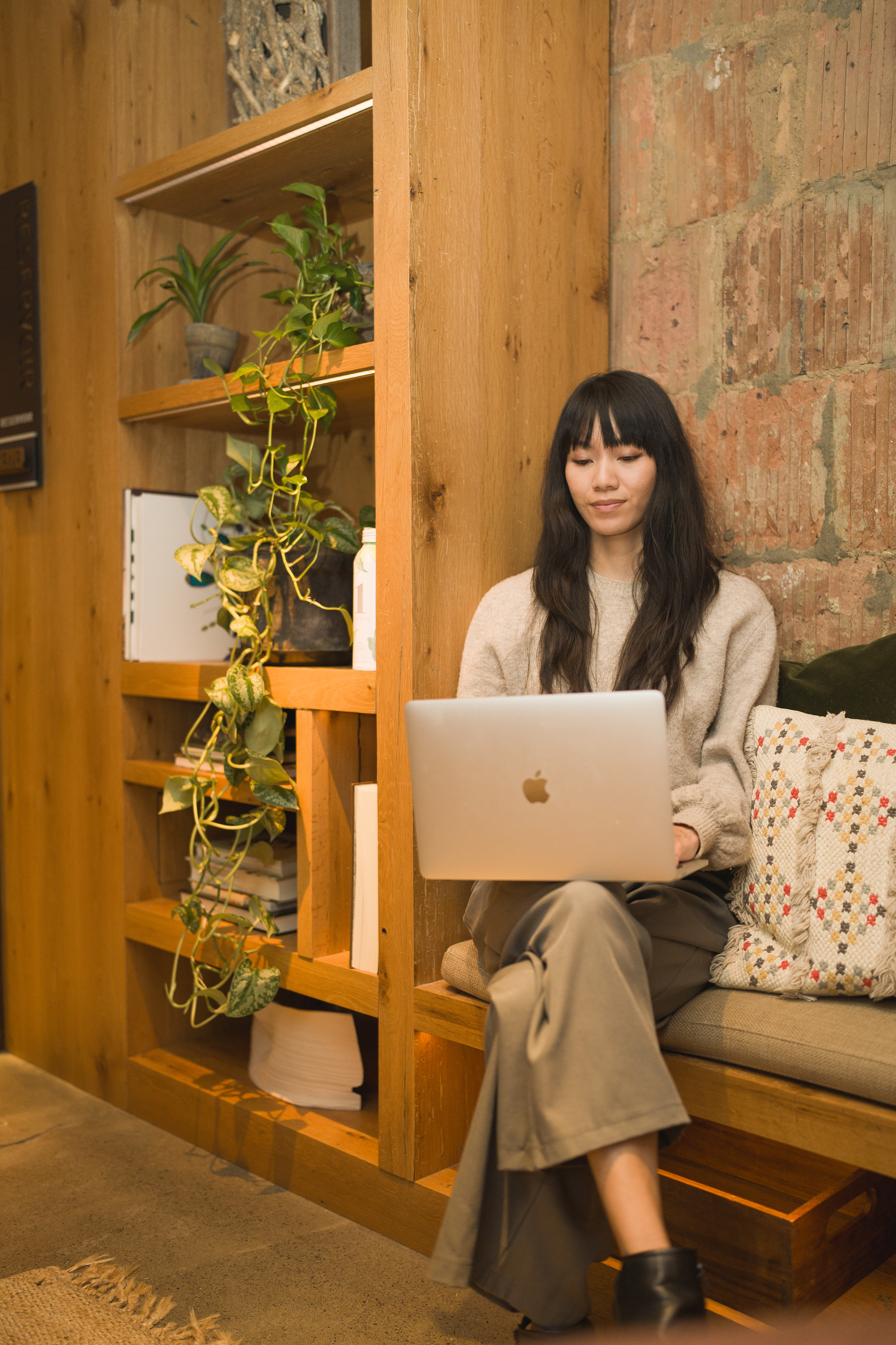 Woman on a couch in a meeting space