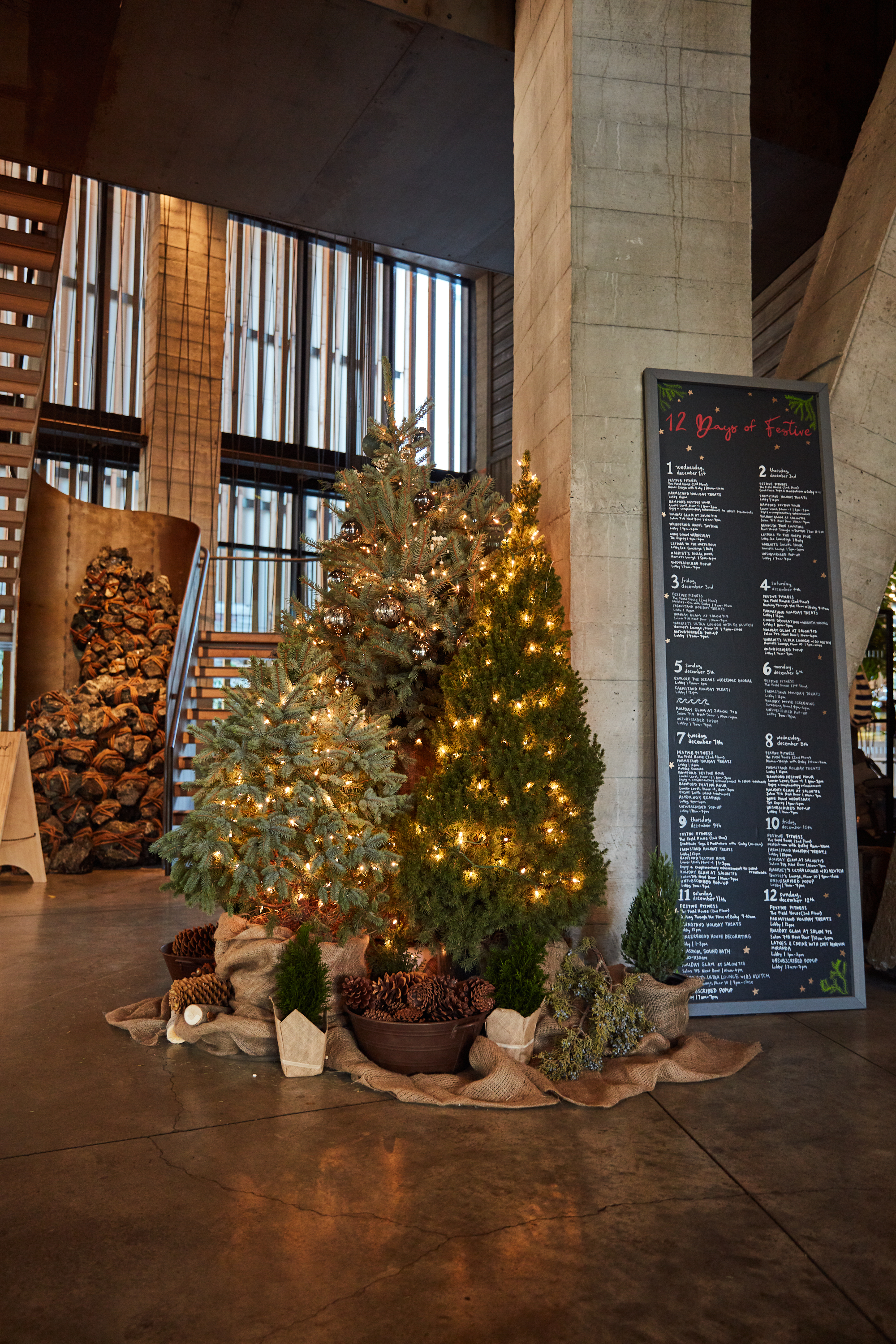 holiday decor in hotel lobby