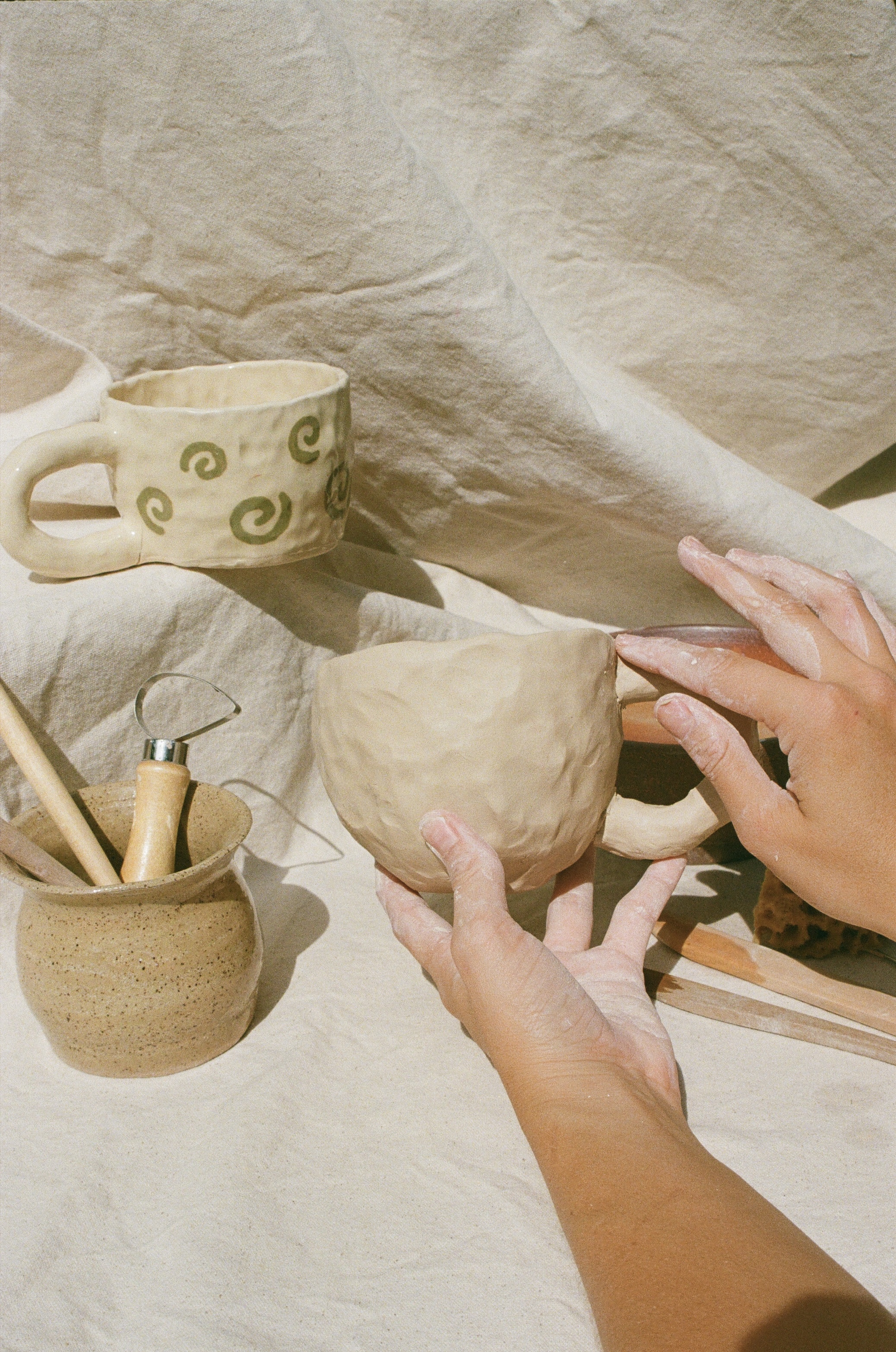 Clay mugs
