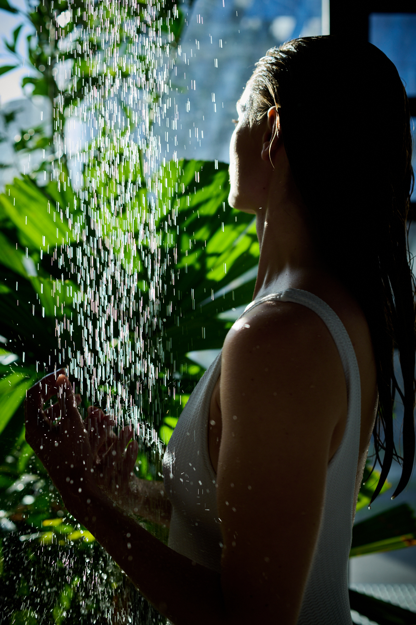 Woman in Pool Shower