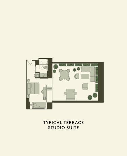 Plattegrond van de Terrace Studio Suite
