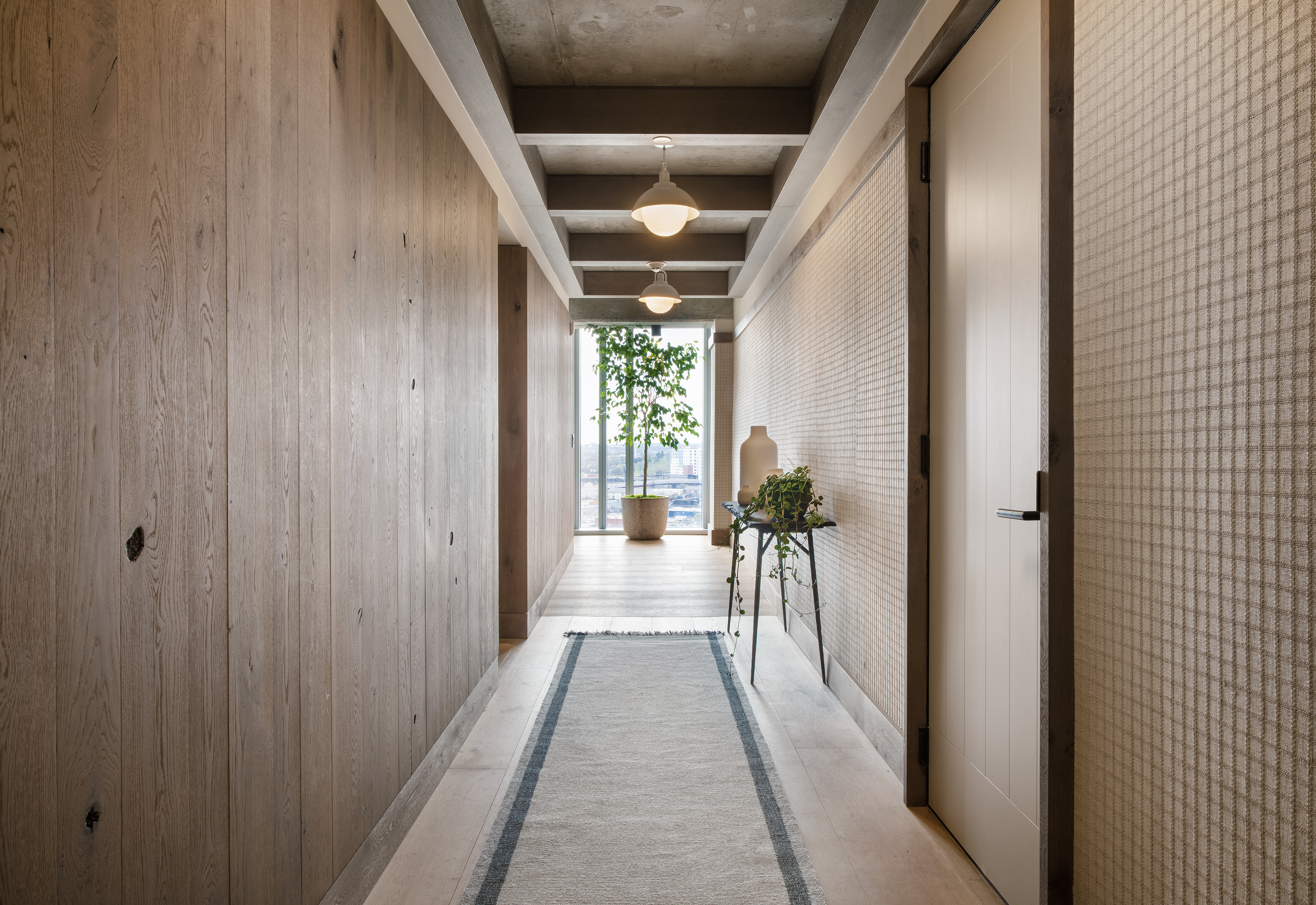 Wood paneled hallway