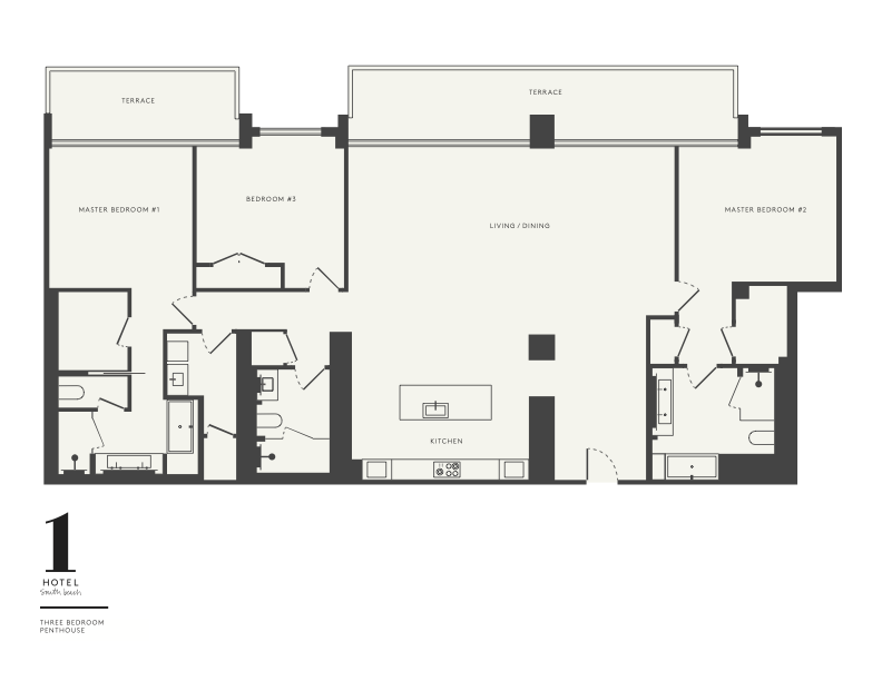Plano del ático de tres dormitorios