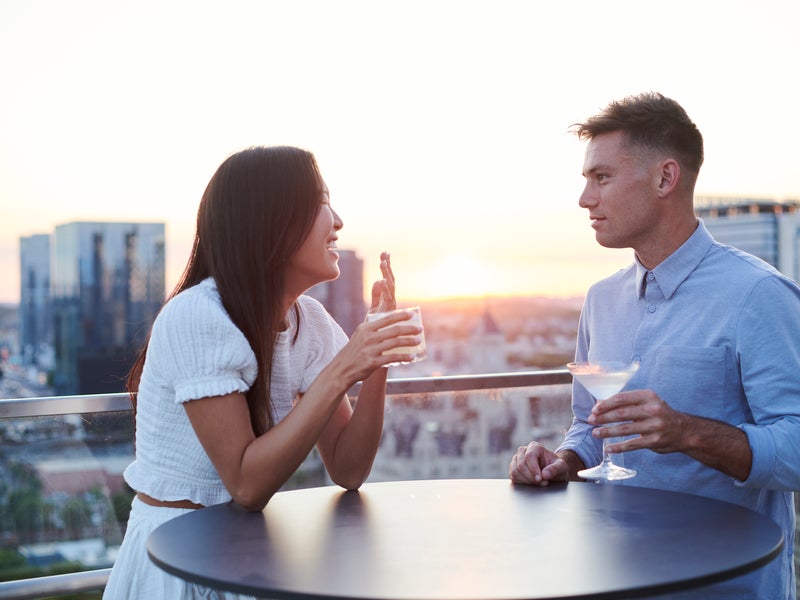Couple at Harriets rooftop bar 