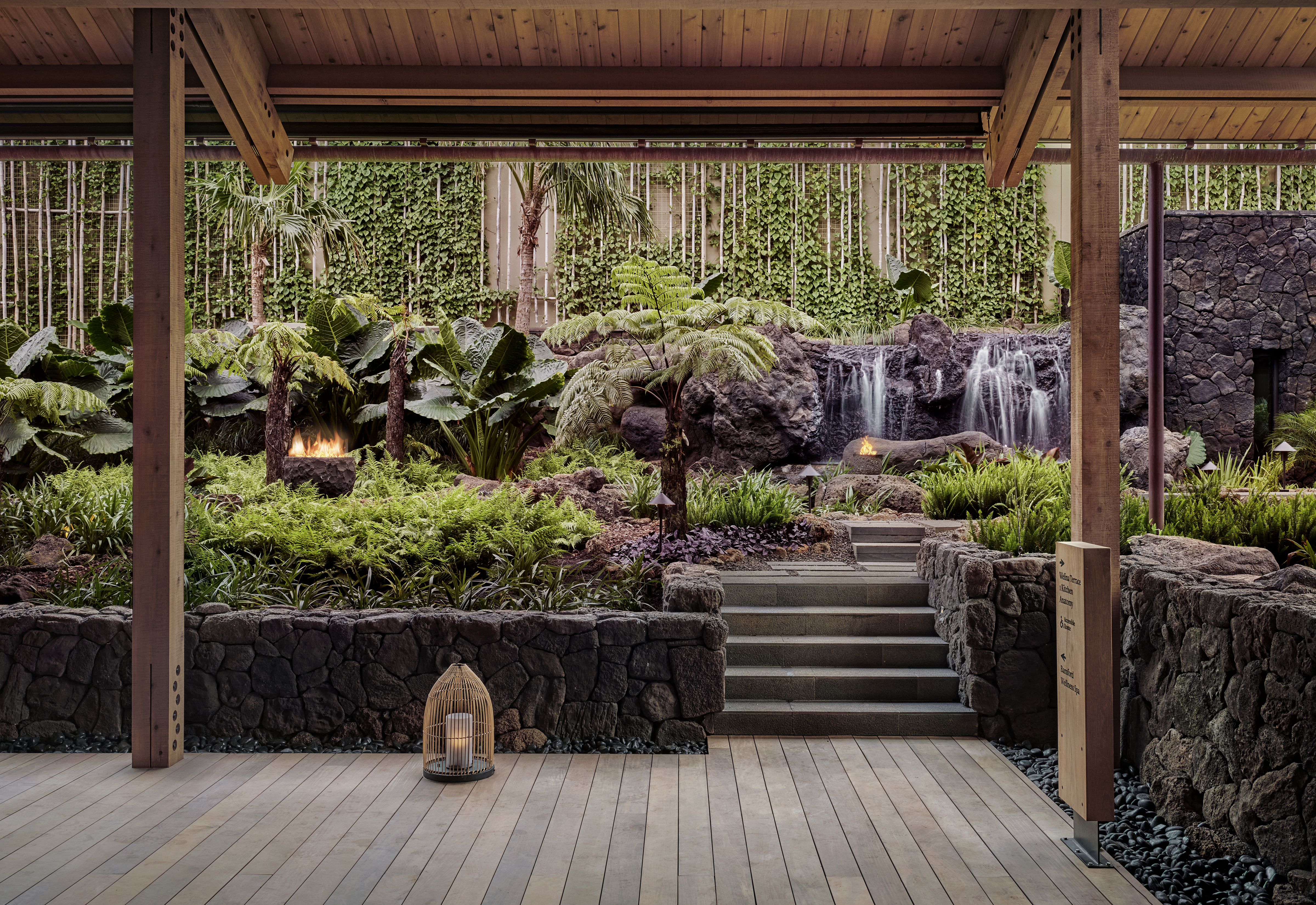 Rock wall 1 Hotel lobby garden