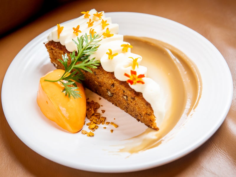 Carrot cake with whipped cream