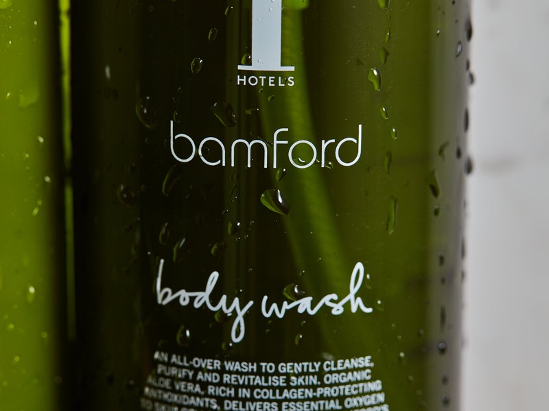A bottle of bamford body wash