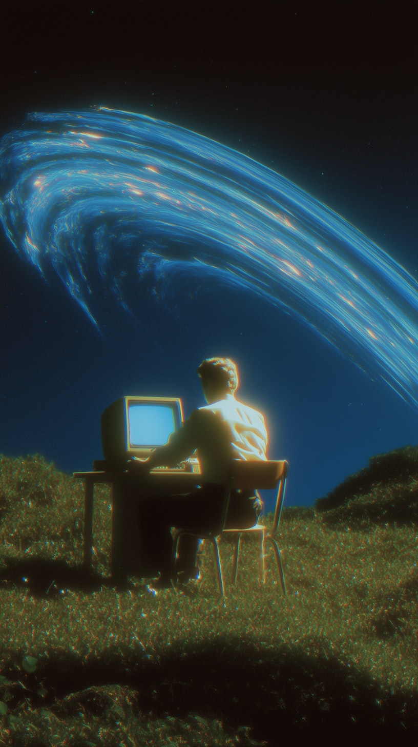 a illustration of a person sitting in front of a computer
