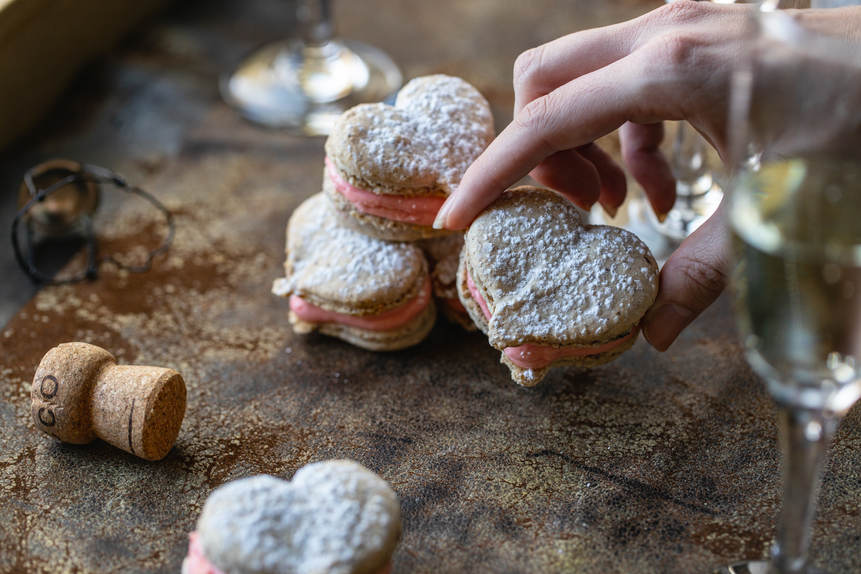 Heart-shaped macarons