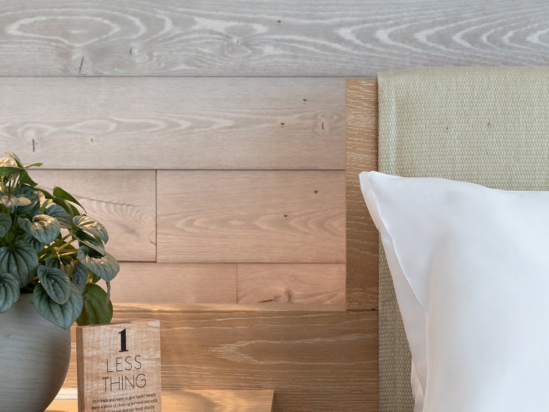 Wood paneled bedroom