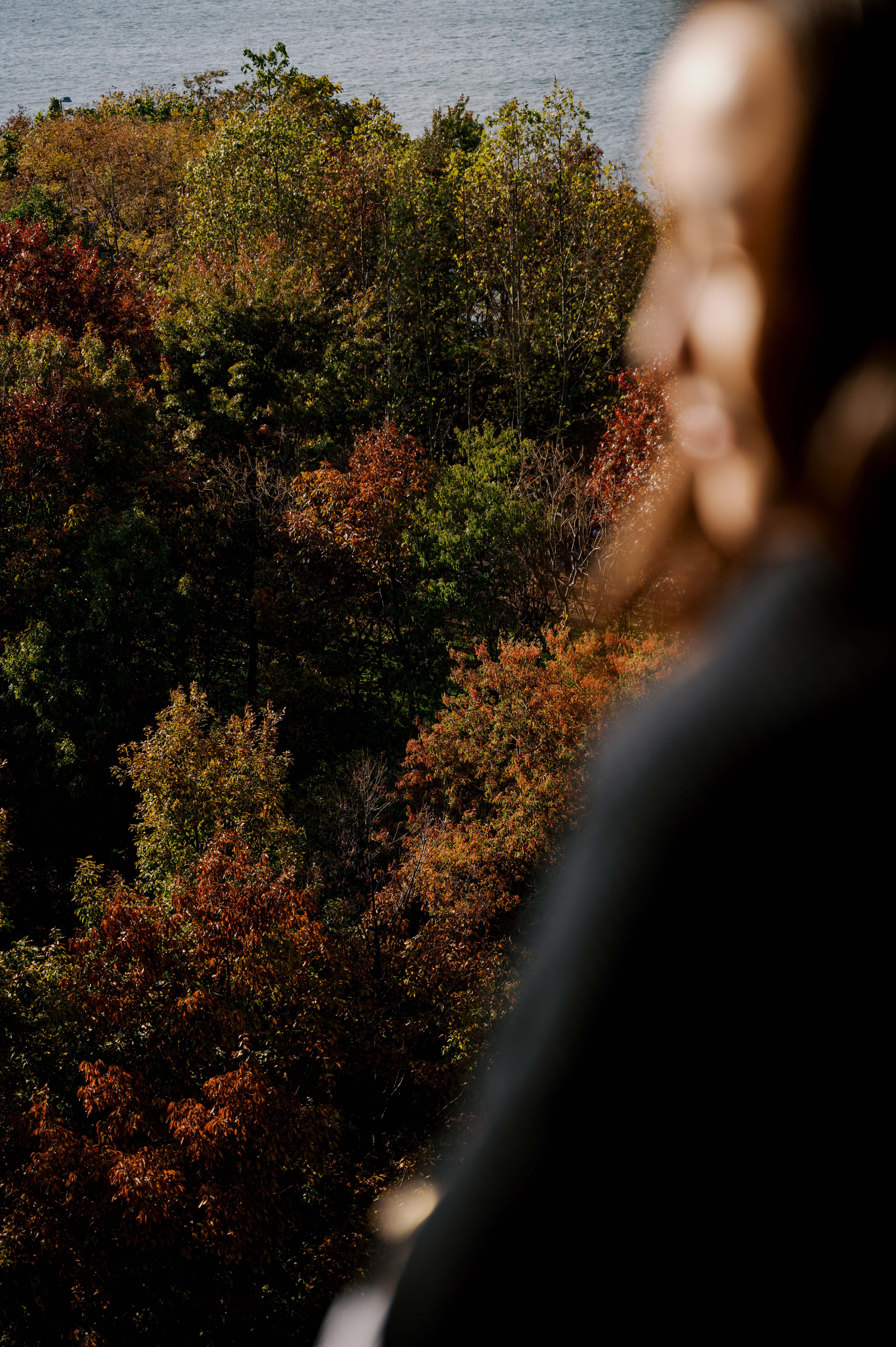 girl looking out into brooklyn bridge park