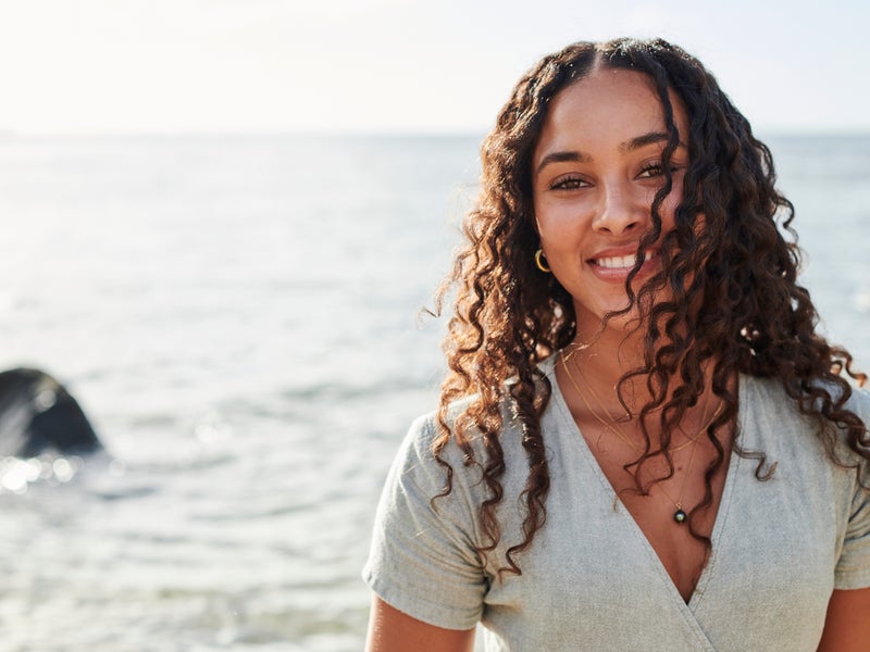 Woman with curly hair