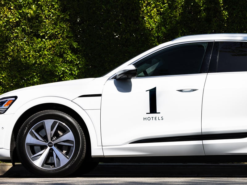 White Audi parked for 1Hotel