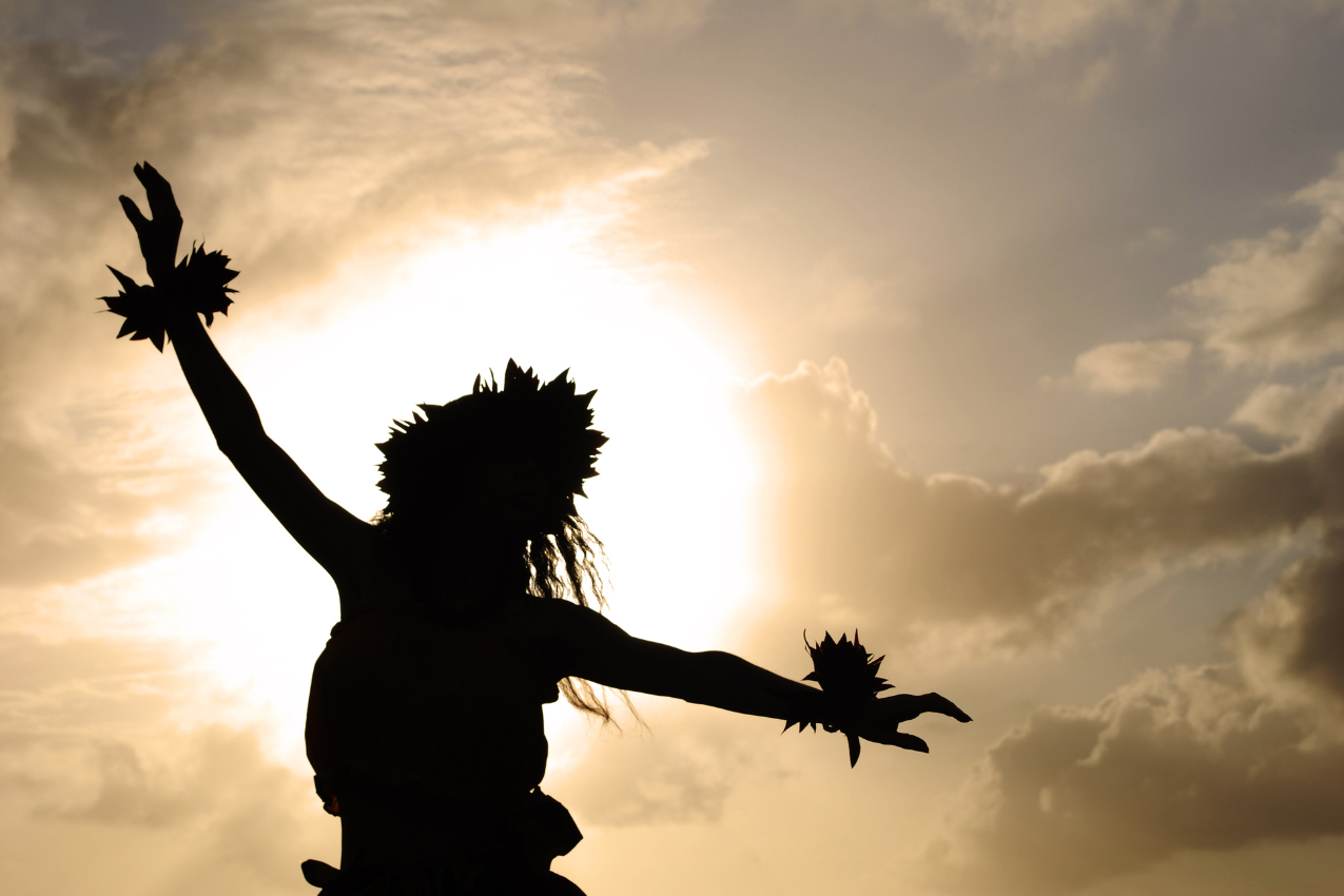 A silhouette of a person dancing