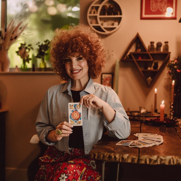 woman with cards