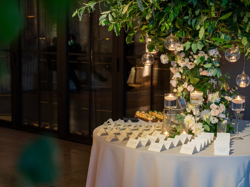 Table decorated with wedding decor
