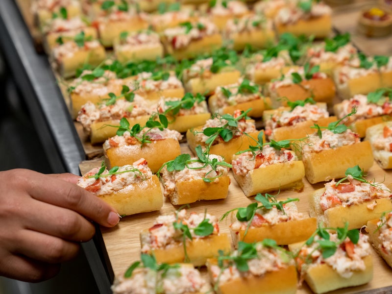 Tray of bite sized sandwiches