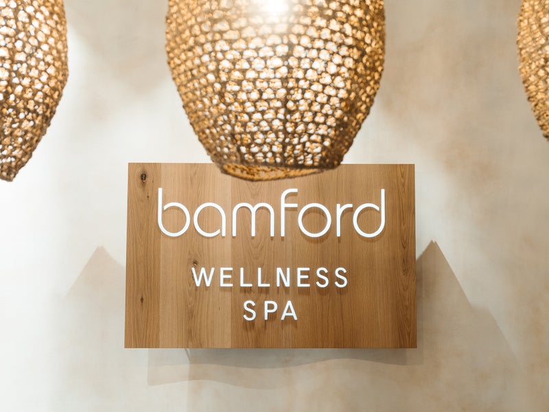 Wooden plaque at bamford wellness spa