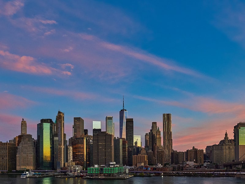 skyline view at sunset