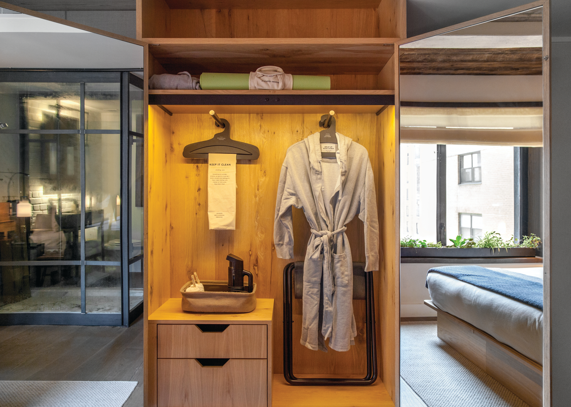 Housecoat hanging in a closet