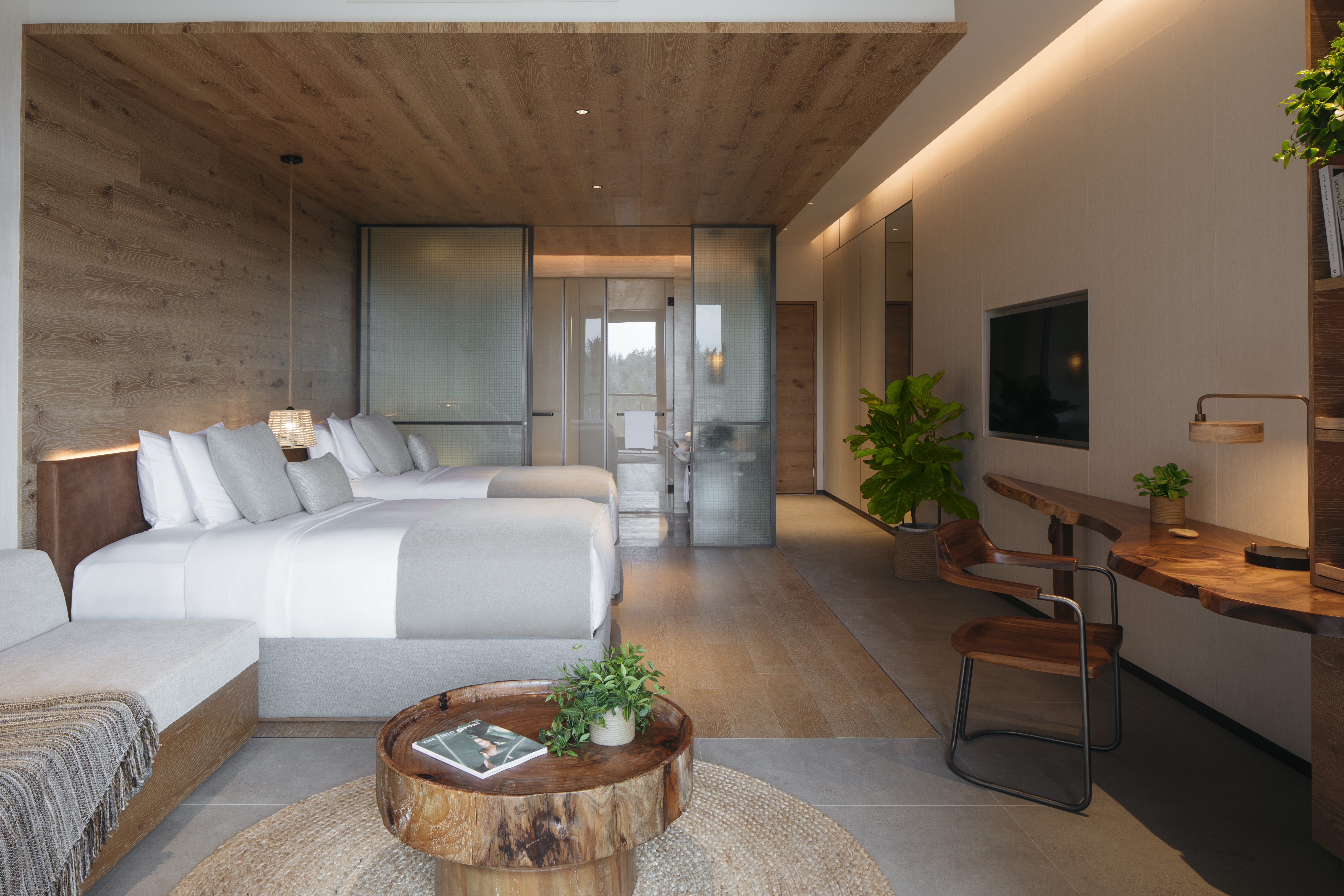 Two beds and a coffee table