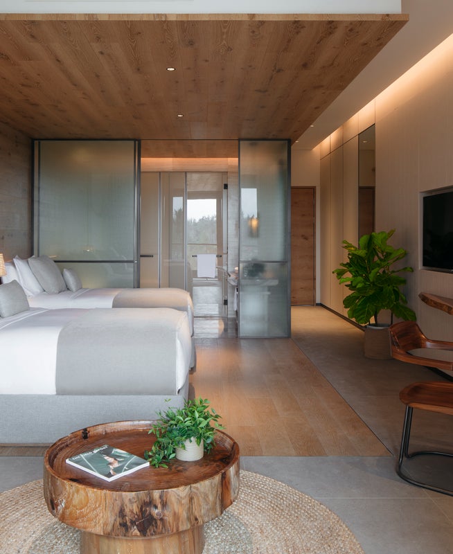 Two beds and a coffee table