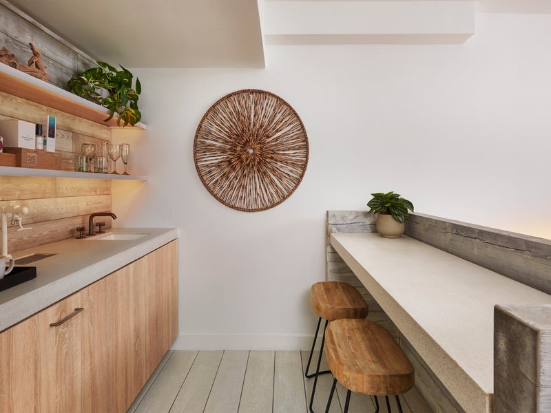 mini bar and seating area