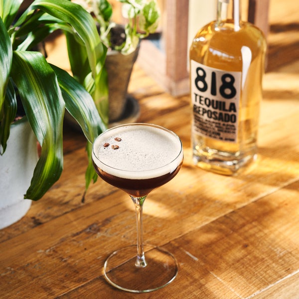 Espresso martini and a bottle of 818 tequila