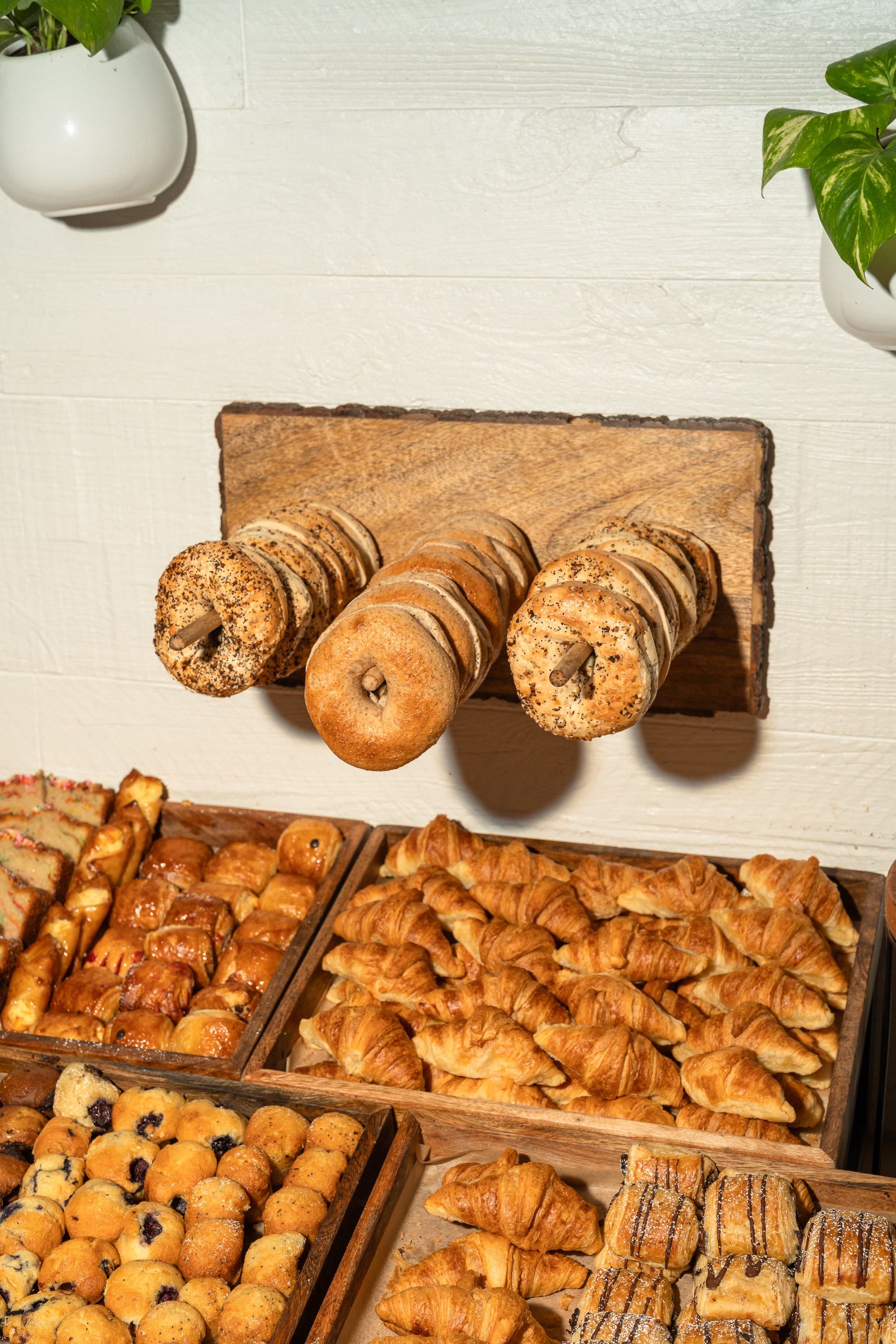 bagels and various baked goods