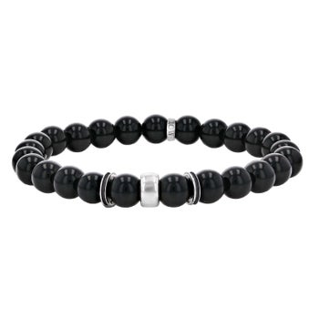 Mr. Lowe by Sheryl Lowe Onyx Beaded Bracelet with Sterling Silver