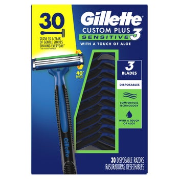 Gillette Custom Plus3 Disposable Razors Sensitive, 30-count | Costco