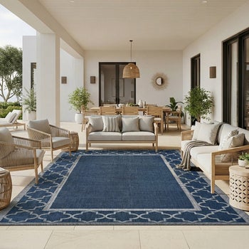 Laguna Indoor/Outdoor Area Rug, Simeon Navy Gray, 8'8” x 13' | Costco