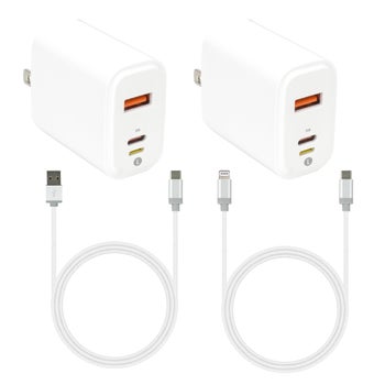 Amaze 30W Lightning 3-port Wall Charger and USB-C Cable Bundle