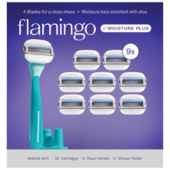 Flamingo by Harry's Moisture Plus Razor Set 9 Cartridges + 1