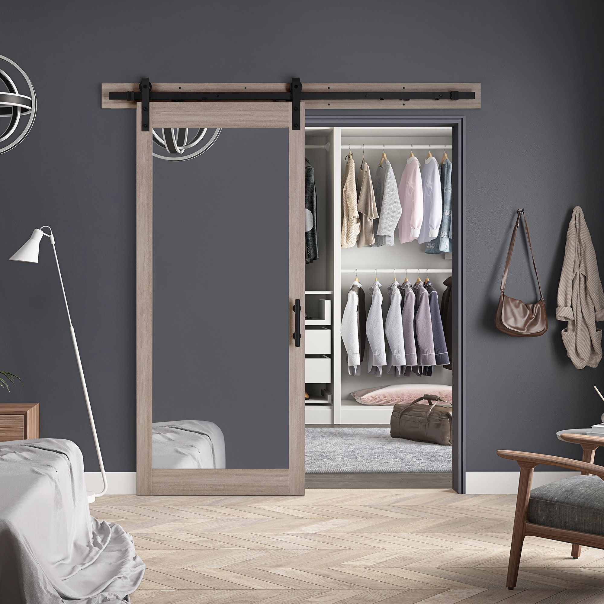 Ove Decors Brittany MirrorPanelled Barn Door Kit Costco