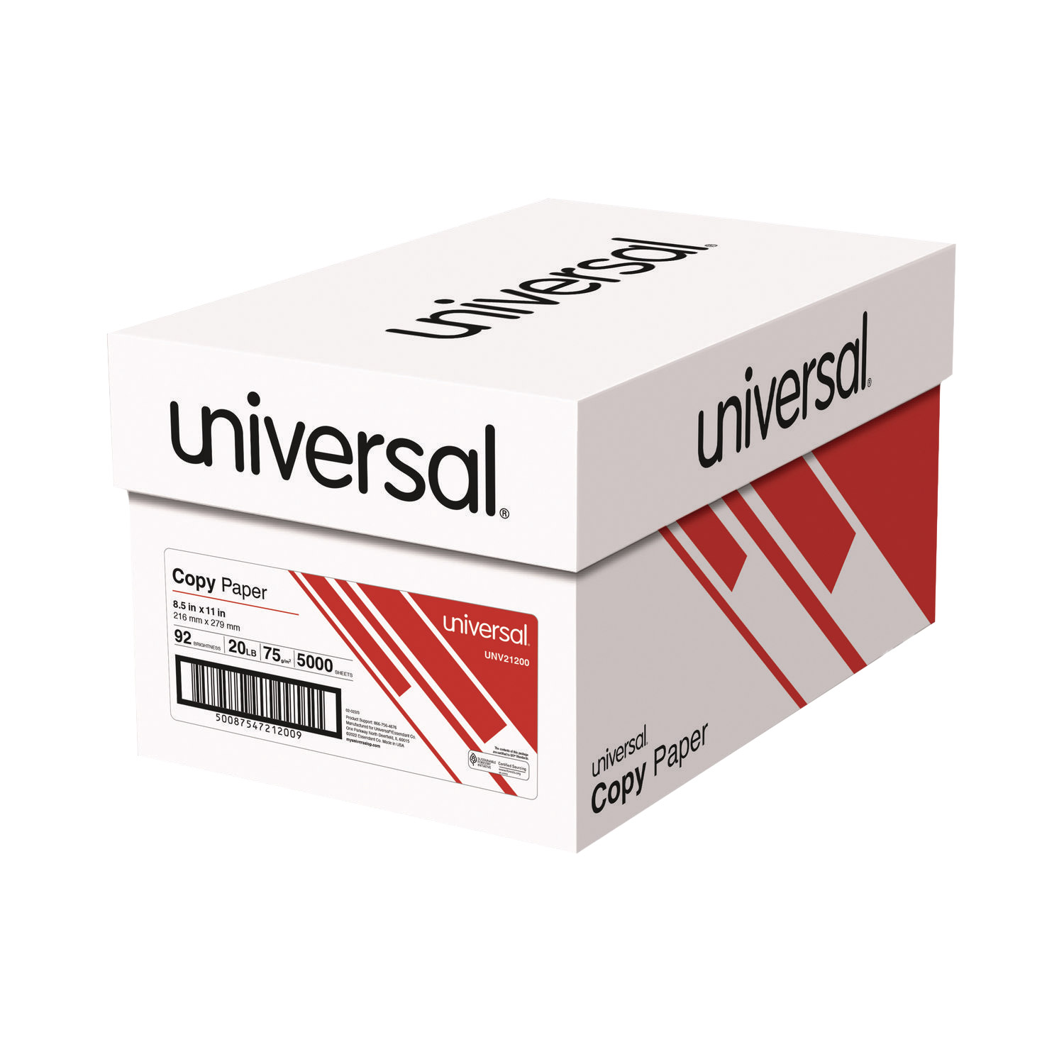 Universal Copy Paper – 92 Brightness, 20lb, Letter Size, 5,000 Sheets (Sold In 2-Pack Cartons)