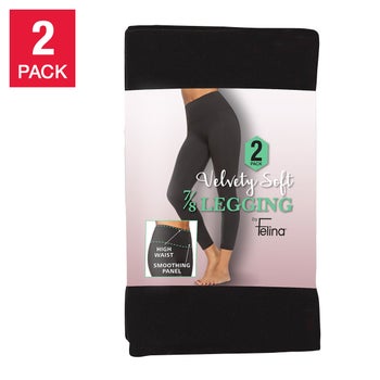 Felina 2-Pack Women's Velvety Soft Leggings | Lightweight Black Leggings, X-Large
