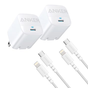 Anker 30W Charger with USB-C to Lightning Cable, 2-pack