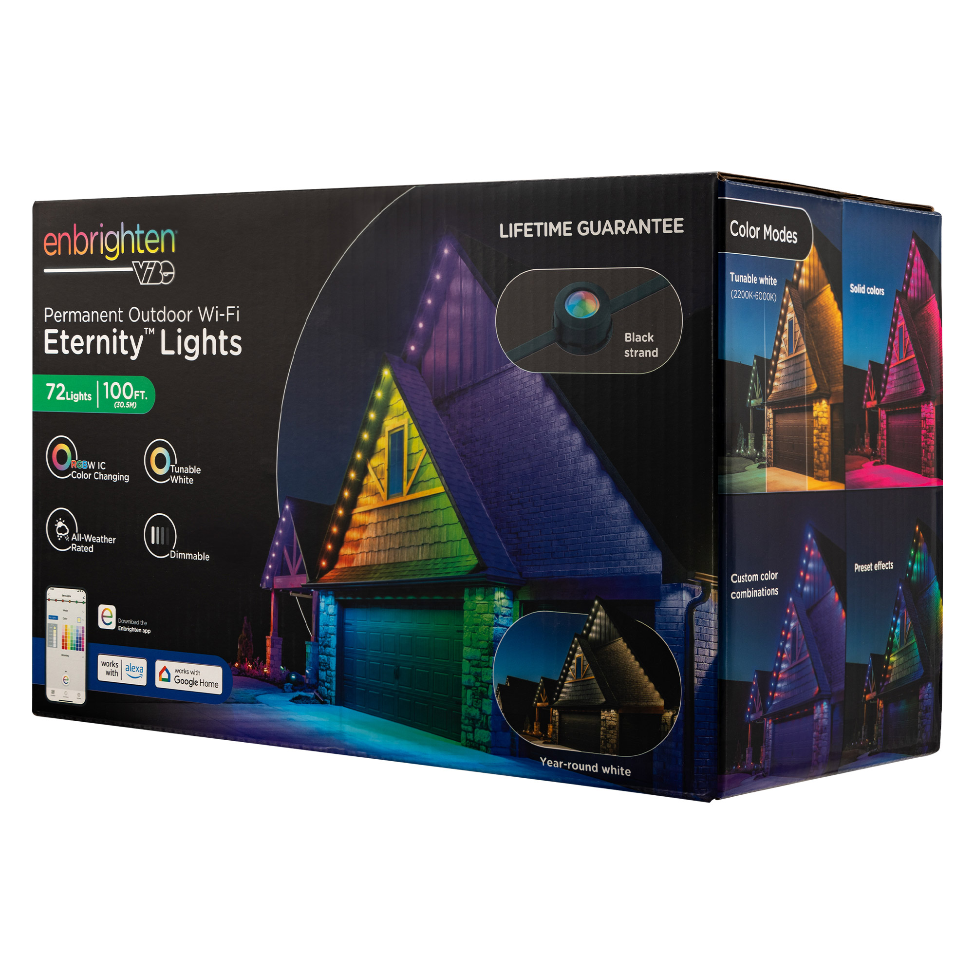 Enbrighten 100ft Permanent Outdoor Wi-Fi Eternity Eave Lights | Costco