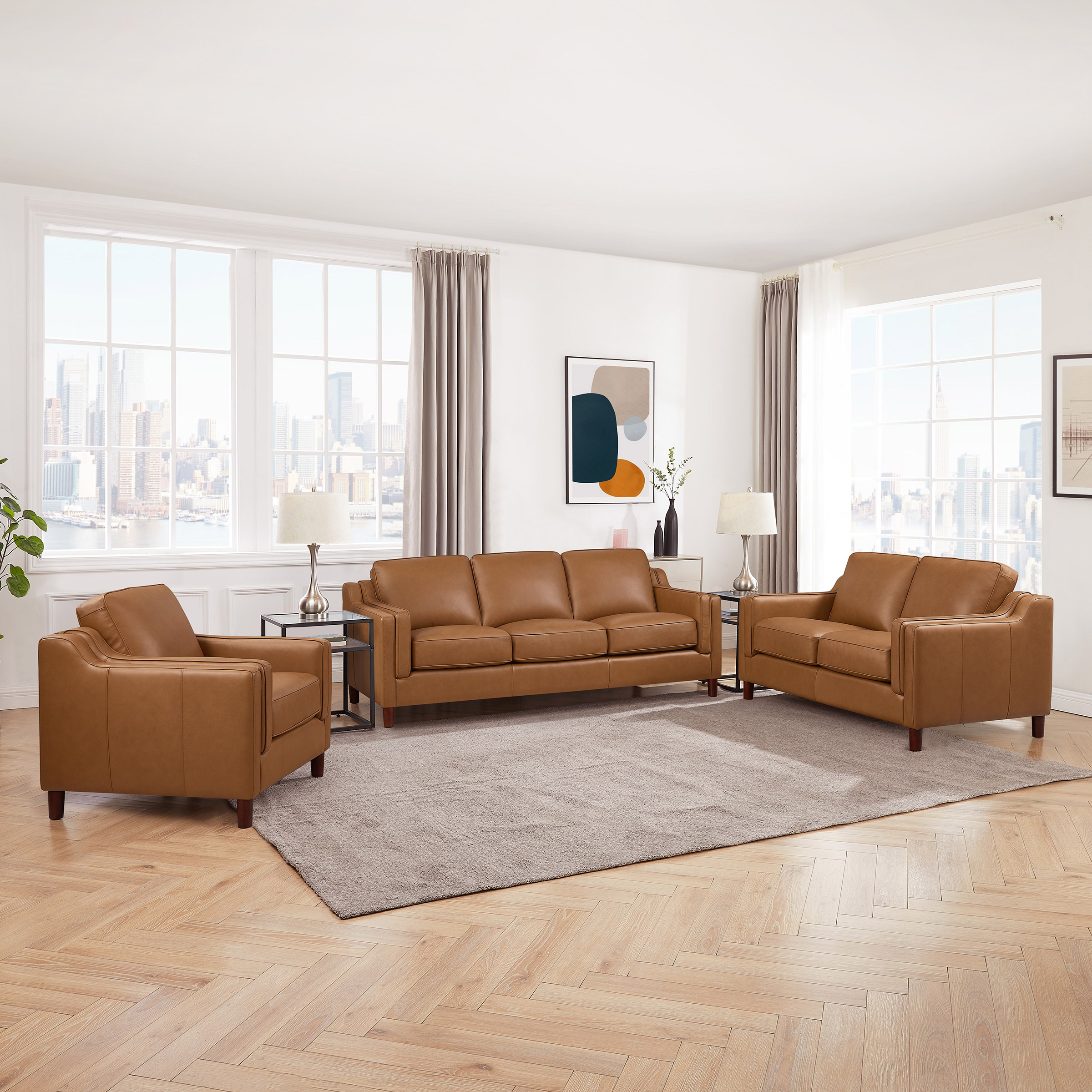 Prospera Home Dobson Top Grain Leather 3piece Living Room Set Costco